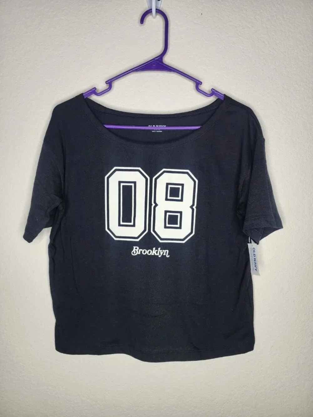 Girl's Old Navy Off The Shoulder Graphic T Shirt  Black Large 10/12